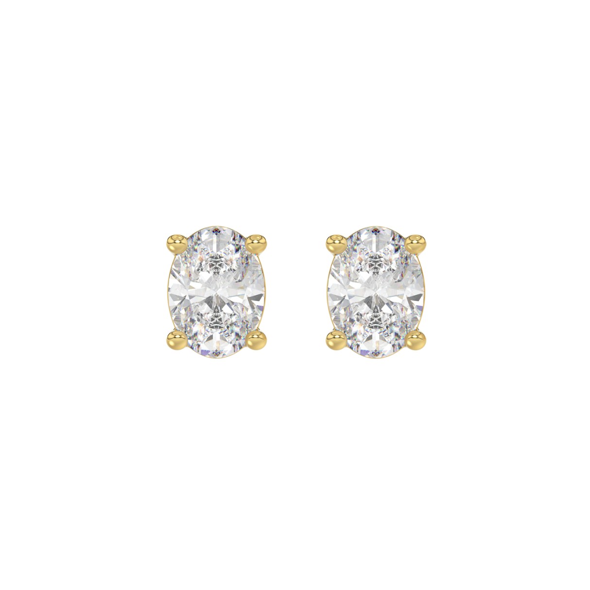 LADIES SOLITAIRE EARRINGS 2CT OVAL DIAMOND 14K YELLOW GOLD 1 LADIES SOLITAIRE EARRINGS 2CT OVAL DIAMOND 14K YELLOW GOLD - Image 1