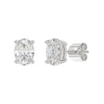 LADIES SOLITAIRE EARRINGS 4.00CT OVAL DIAMOND 14K WHITE GOLD (CENTER STONE OVAL DIAMOND 2.00CT) - Image 3