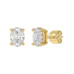 LADIES SOLITAIRE EARRINGS 4.00CT OVAL DIAMOND 14K YELLOW GOLD (CENTER STONE OVAL DIAMOND 2.00CT) - Image 3