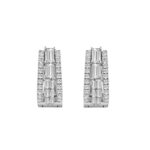 14K WHITE GOLD 1.00CT ROUND/BAGUETTE DIAMOND LADIES EARRINGS