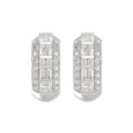 14K WHITE GOLD 1.00CT ROUND/PRINCESS/BAGUETTE DIAMOND LADIES EARRINGS