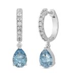 14K WHITE GOLD 2.00CT ROUND/BLUE PEAR DIAMOND LADIES EARRINGS - Image 3