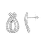 14K WHITE GOLD 2CT ROUND DIAMOND LADIES EARRINGS - Image 2