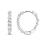 14K White Gold diamond inside-out hoop ladies earrings featuring round diamonds 3/4CT (Color F-G -Clarity VS1/VS2) - Image 2