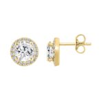14K YELLOW GOLD 2 1/4CT ROUND DIAMOND LADIES EARRINGS - Image 2