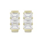 14K YELLOW GOLD 3.00CT EMERALD DIAMOND HOOPS EARRING