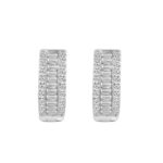 Classic 10K White Gold  Round & Baguette Lab Grown Diamond ladies Hoop Earrings 1/2CT (Color F-G -Clarity VS1/VS2)