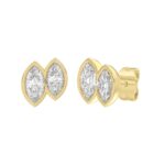 Elegant Ladies Earring 10K Collection Linked Hearts Yellow Gold 1.00CT Marquise Lab Grown Diamond (Color F-G -Clarity VS1/VS2) - Image 3