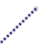 14K WHITE GOLD 10 3/8CT ROUND/TANZANITE OVAL DIAMOND LADIES BRACELET - Image 3