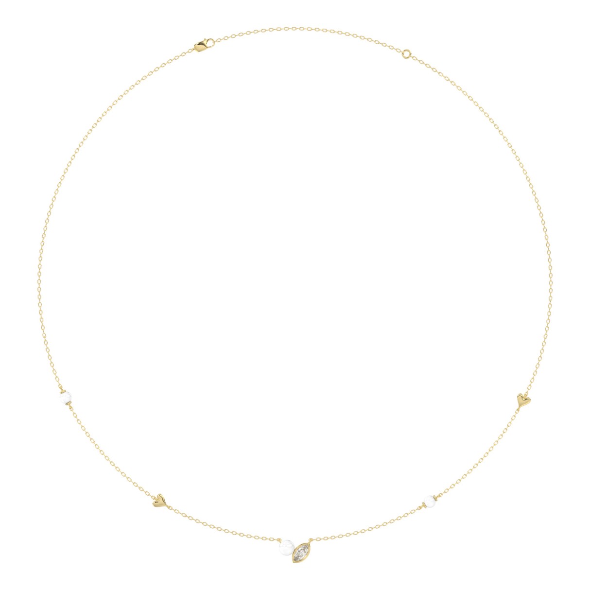 10K Yellow Gold Pearl & Ladies Necklace 1/5CT Marquise Diamonds (Color F-G -Clarity VS1/VS2) 1 10K Yellow Gold Pearl & Ladies Necklace 1/5CT Marquise Diamonds (Color F-G -Clarity VS1/VS2) - Image 1