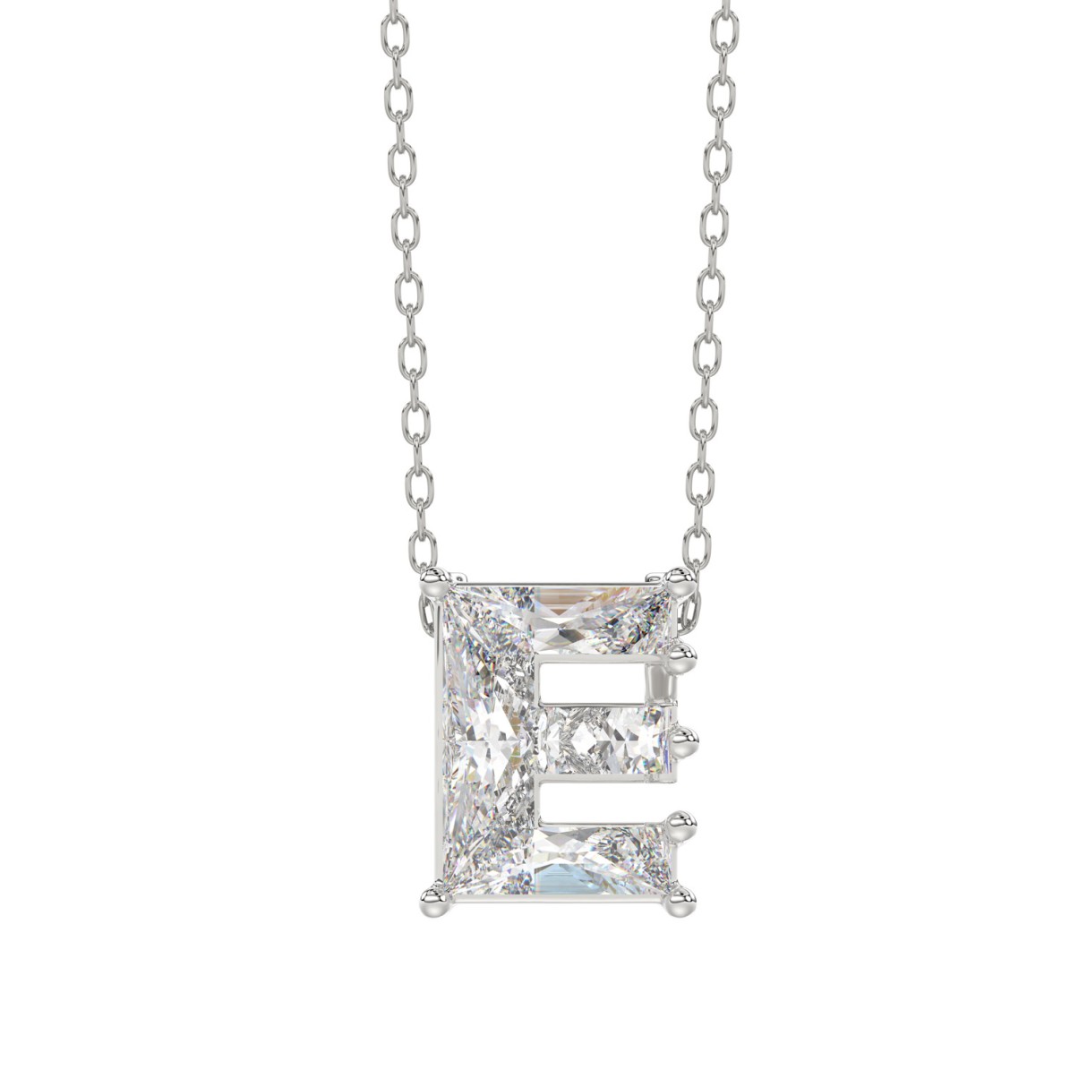 14K WHITE GOLD 1 1/2CT FANCY CUT ALPHABET DIAMOND LADIES PENDANT WITH CHAIN 1 14K WHITE GOLD 1 1/2CT FANCY CUT ALPHABET DIAMOND LADIES PENDANT WITH CHAIN - Image 1