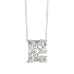 14K WHITE GOLD 1 1/2CT FANCY CUT ALPHABET DIAMOND LADIES PENDANT WITH CHAIN - Image 3