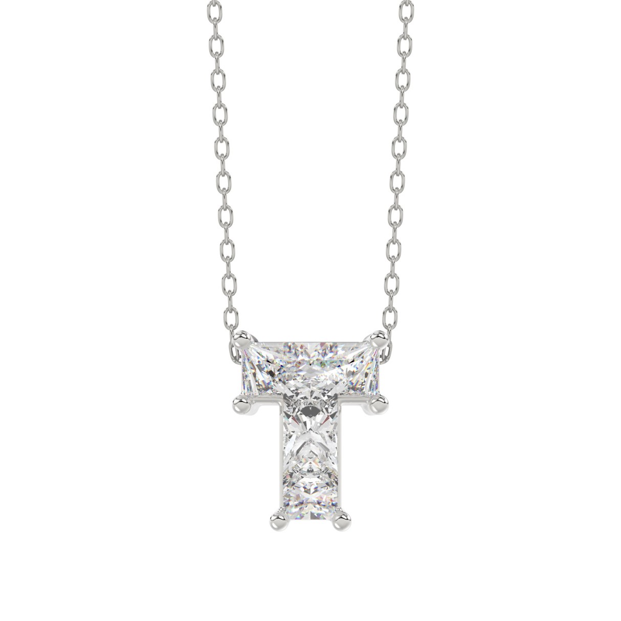 14K WHITE GOLD 1.00CT FANCY CUT ALPHABET DIAMOND LADIES PENDANT WITH CHAIN 1 14K WHITE GOLD 1.00CT FANCY CUT ALPHABET DIAMOND LADIES PENDANT WITH CHAIN - Image 1