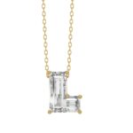 14K YELLOW GOLD 1 1/3CT FANCY CUT ALPHABET DIAMOND LADIES PENDANT WITH CHAIN