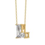 14K YELLOW GOLD 1 1/3CT FANCY CUT ALPHABET DIAMOND LADIES PENDANT WITH CHAIN - Image 3