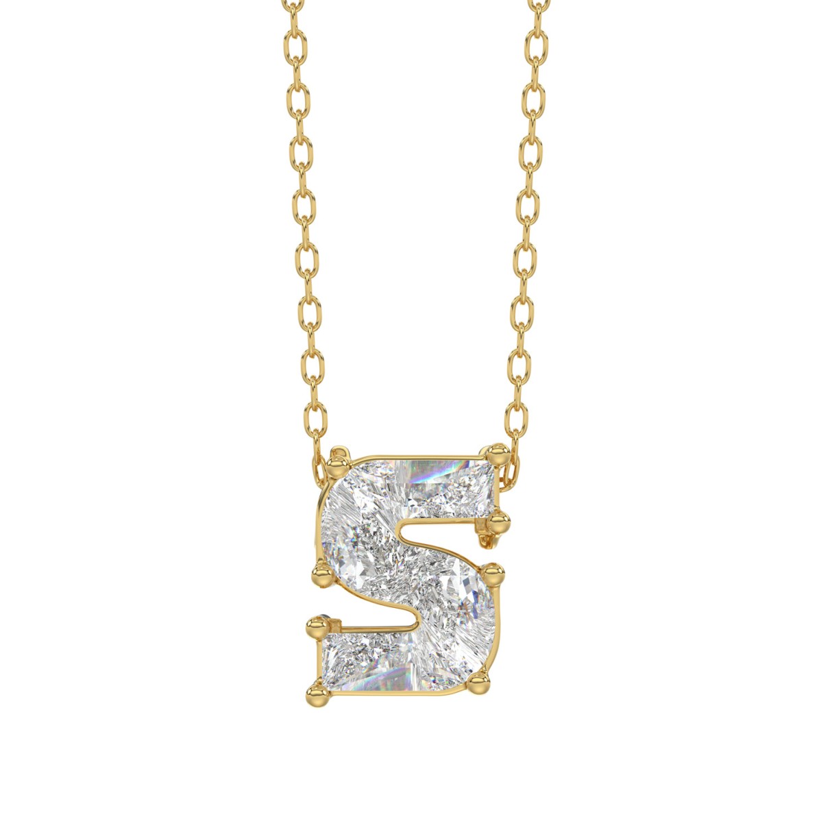 14K YELLOW GOLD 1 3/4CT FANCY CUT ALPHABET DIAMOND LADIES PENDANT WITH CHAIN 1 14K YELLOW GOLD 1 3/4CT FANCY CUT ALPHABET DIAMOND LADIES PENDANT WITH CHAIN - Image 1