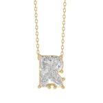 14K YELLOW GOLD 1 5/8CT FANCY CUT ALPHABET DIAMOND LADIES PENDANT WITH CHAIN