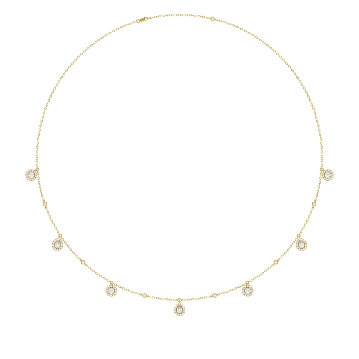 14K YELLOW GOLD 1.00CT ROUND/PEAR DIAMOND LADIES NECKLACE 1 14K YELLOW GOLD 1.00CT ROUND/PEAR DIAMOND LADIES NECKLACE - Image 1