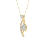 14K YELLOW GOLD 1.00CT ROUND/PEAR DIAMOND LADIES PENDANT - Image 3