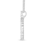 LADIES CROSS PENDANT WITH CHAIN 1CT ROUND DIAMOND 14K WHITE GOLD - Image 3