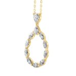 LADIES PENDANT WITH CHAIN  2 1/2CT MARQUISE/PEAR DIAMOND 14K YELLOW GOLD - Image 3