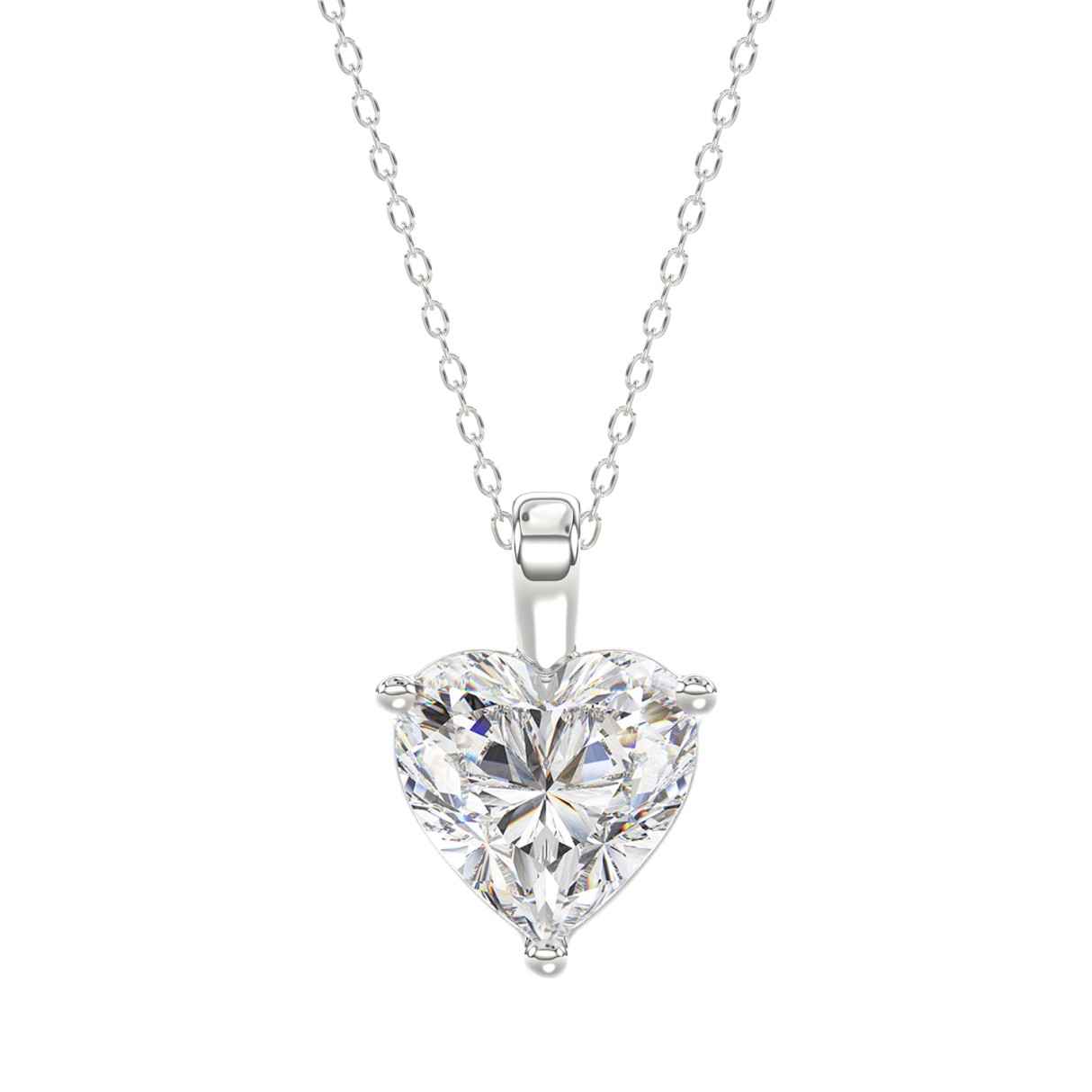 LADIES SOLITAIRE PENDANT 4.00CT HEART DIAMOND 14K WHITE GOLD 1 LADIES SOLITAIRE PENDANT 4.00CT HEART DIAMOND 14K WHITE GOLD - Image 1