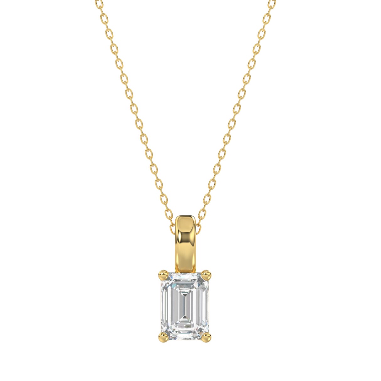 LADIES SOLITAIRE PENDANT WITH CHAIN 1CT EMERALD DIAMOND 14K YELLOW GOLD 1 LADIES SOLITAIRE PENDANT WITH CHAIN 1CT EMERALD DIAMOND 14K YELLOW GOLD - Image 1