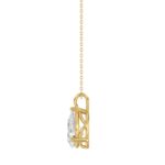 LADIES SOLITAIRE PENDANT WITH CHAIN 1CT PEAR DIAMOND 14K YELLOW GOLD - Image 2