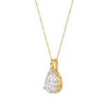 LADIES SOLITAIRE PENDANT WITH CHAIN 1CT PEAR DIAMOND 14K YELLOW GOLD - Image 3