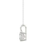 LADIES SOLITAIRE PENDANT WITH CHAIN 2 1/2CT PRINCESS DIAMOND 14K WHITE GOLD - Image 2