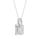 LADIES SOLITAIRE PENDANT WITH CHAIN 3CT EMERALD DIAMOND 14K WHITE GOLD - Image 3