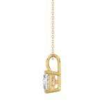 LADIES SOLITAIRE PENDANT WITH CHAIN 3CT PRINCESS DIAMOND 14K YELLOW GOLD - Image 2
