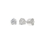 14K WHITE GOLD 1CT ROUND DIAMOND LADIES SOLITAIRE EARRINGS - Image 3