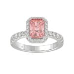 ETERNAL BLUSH COLLECTION 14K WHITE GOLD 1.00CT ROUND/RADIANT DIAMOND LADIES RING (CENTER STONE PINK RADIANT DIAMOND 3.00CT)