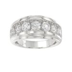14K WHITE GOLD 3.00CT ROUND DIAMOND MEN'S BAND