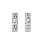 LADIES HOOP EARRINGS  1 1/2CT ROUND DIAMOND 14K WHITE GOLD
