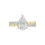 14K WHITE/YELLOW GOLD 2 1/4CT ROUND/PEAR DIAMOND LADIES RING (CENTER STONE PEAR DIAMOND 2CT) - Image 5