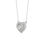 LADIES NECKLACE 1 1/4CT ROUND DIAMOND 14K WHITE GOLD (CENTER STONE HEART DIAMOND 1CT) - Image 3