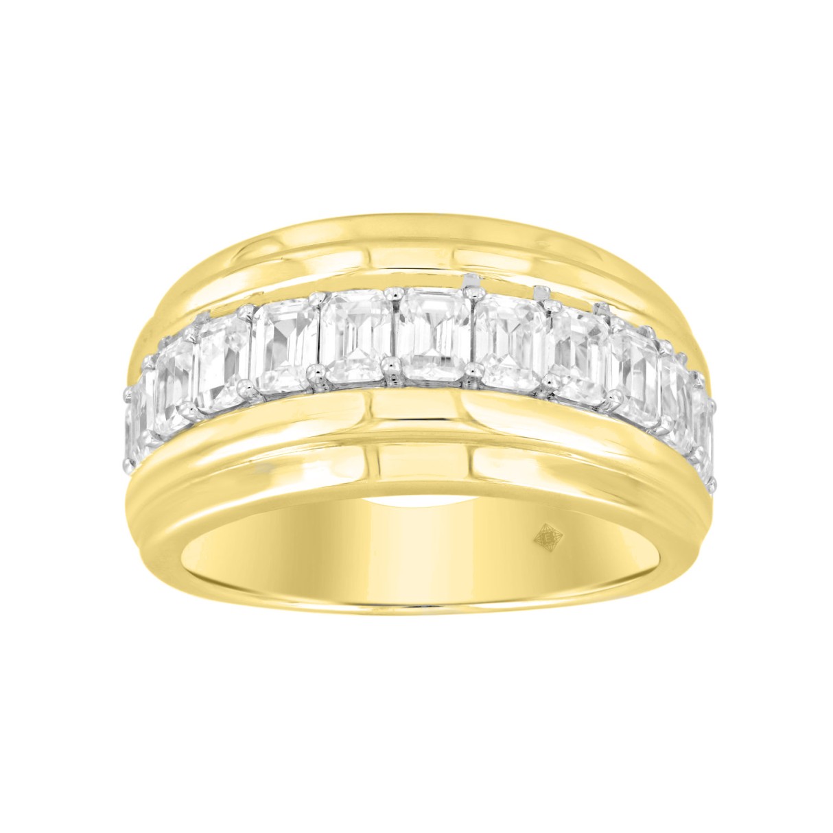 MEN'S BAND 3CT EMERALD DIAMOND 14K YELLOW GOLD 1 MEN'S BAND 3CT EMERALD DIAMOND 14K YELLOW GOLD - Image 1