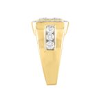 MEN'S RING 3CT ROUND DIAMOND 14K YELLOW GOLD - Image 3