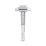 LADIES RING 1CT ROUND/PRINCESS BLUE SAPPHIRE DIAMOND 14K WHITE GOLD (CENTER STONE ROUND DIAMOND 1/6CT ) - Image 3