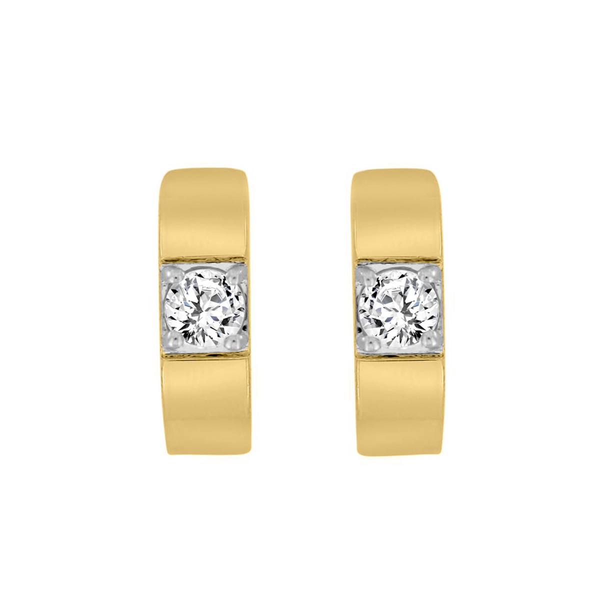 LADIES HOOPS EARRINGS 1/2CT ROUND DIAMOND 14K YELLOW GOLD 1 LADIES HOOPS EARRINGS 1/2CT ROUND DIAMOND 14K YELLOW GOLD - Image 1