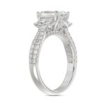 LADIES RING 3CT ROUND/EMERALD/CADILLAC DIAMOND 14K WHITE GOLD (CENTER STONE EMERALD DIAMOND 2CT ) - Image 3