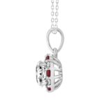 14K WHITE GOLD 1 1/3CT ROUND RUBY DIAMOND LADIES PENDANT WITH CHAIN (CENTER STONE ROUND DIAMOND 1CT) - Image 3