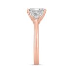 14K ROSE GOLD 3/4CT ROUND/TRAPEZOID DIAMOND LADIES RING (CENTER STONE EMERALD DIAMOND 2CT) - Image 3