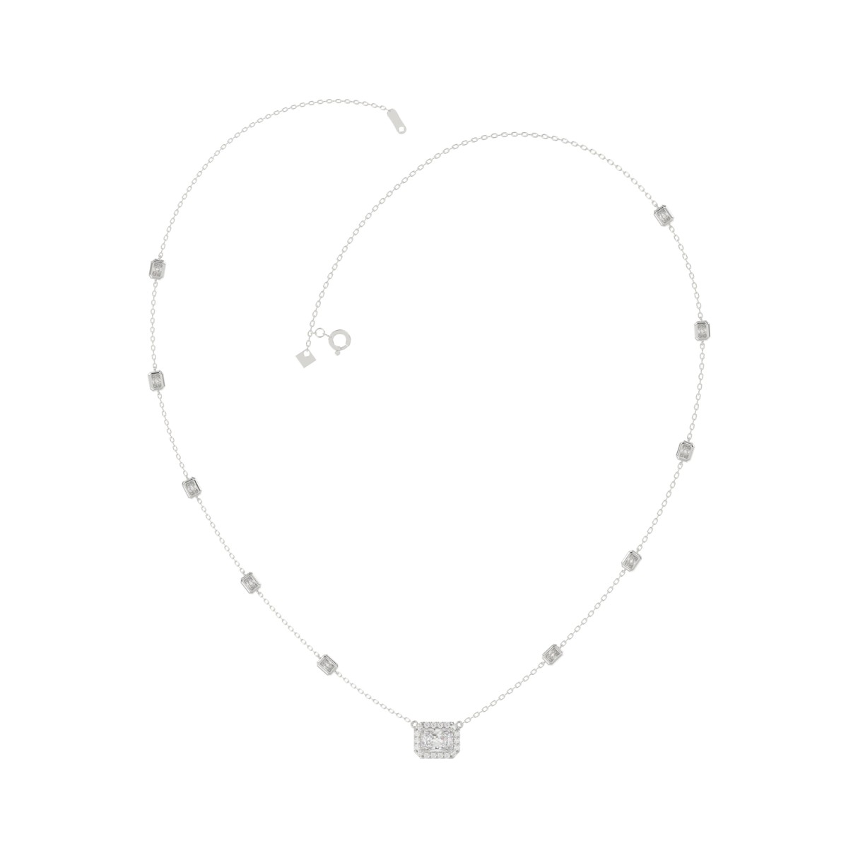 14K WHITE GOLD 2 1/4CT ROUND/EMERALD DIAMOND LADIES NECKLACE 1 14K WHITE GOLD 2 1/4CT ROUND/EMERALD DIAMOND LADIES NECKLACE - Image 1