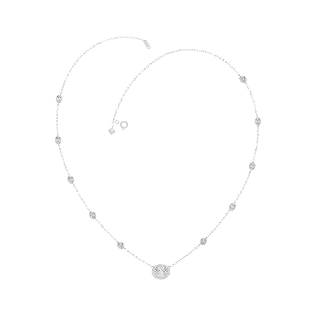 14K WHITE GOLD 2 1/4CT ROUND/OVAL DIAMOND LADIES NECKLACE 1 14K WHITE GOLD 2 1/4CT ROUND/OVAL DIAMOND LADIES NECKLACE - Image 1