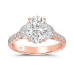 14K ROSE GOLD 3.00CT ROUND/OVAL/HALF MOON DIAMOND LADIES RING (CENTER STONE OVAL DIAMOND 2CT)