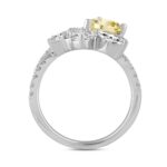 14K WHITE GOLD 3.00CT ROUND/PEAR/MARQUISE DIAMOND LADIES RING (CENTER STONE YELLOW PEAR DIAMOND 1 1/2CT) - Image 2