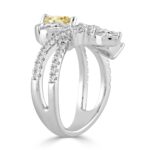 14K WHITE GOLD 3.00CT ROUND/PEAR/MARQUISE DIAMOND LADIES RING (CENTER STONE YELLOW PEAR DIAMOND 1 1/2CT) - Image 3